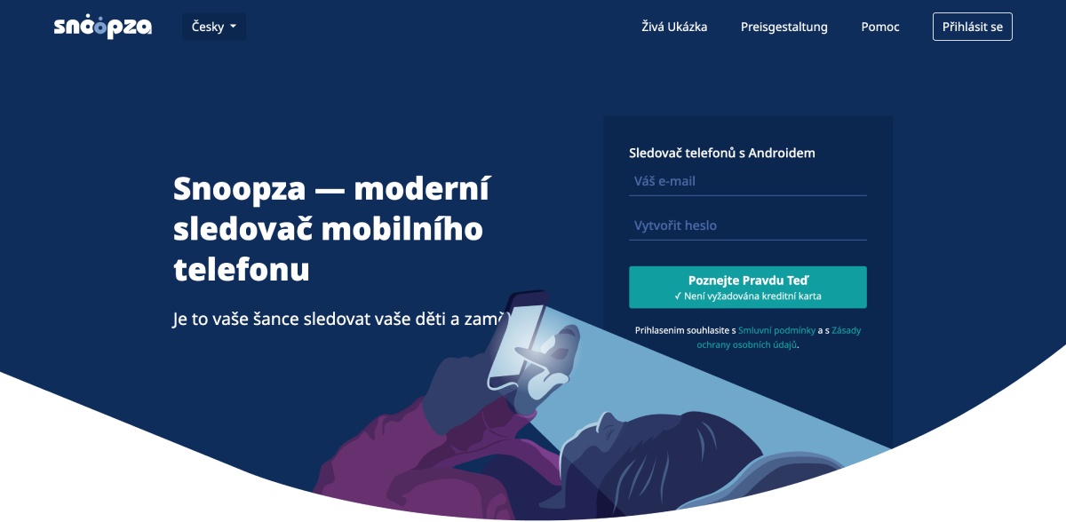 Snoopza — moderní sledovač mobilního telefonu